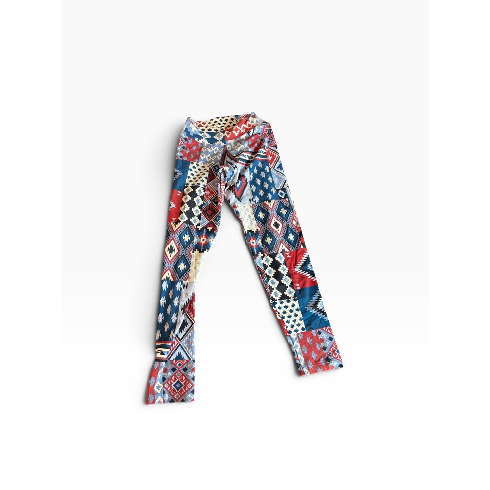 Liquido Southwestern Patchwork Leggings Medium Geometric Yoga Pants Athleisure